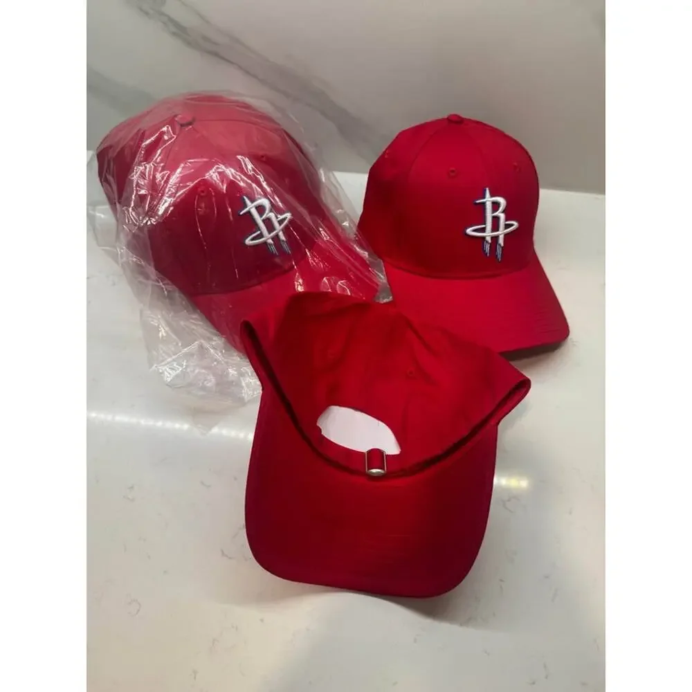 Lot of 7 Houston Rockets Basketball NBA Red City Edition Baseball Hat
